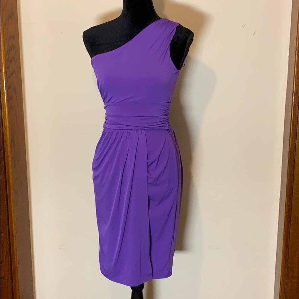 Max and Cleo purple one shoulder dress, 4